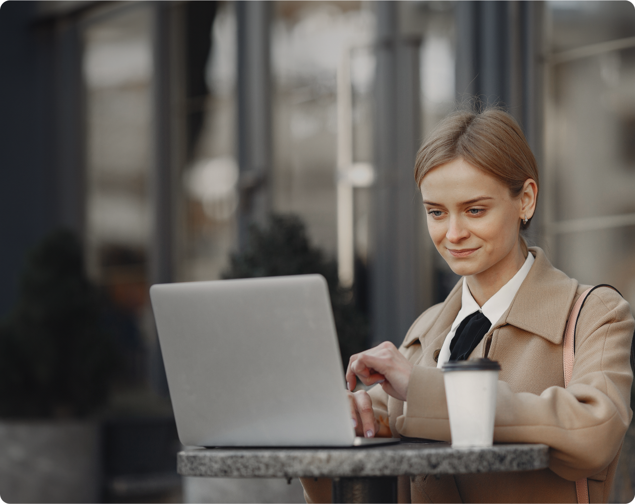 Woman working on laptop